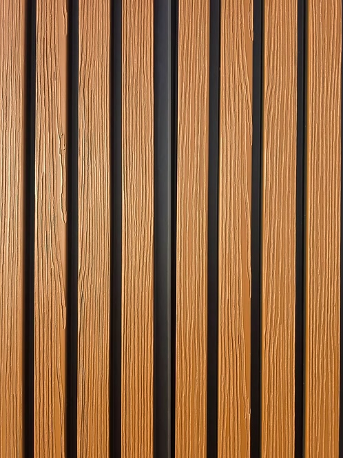 Teak and Black 3D Textured Exterior Cladding - Detail View